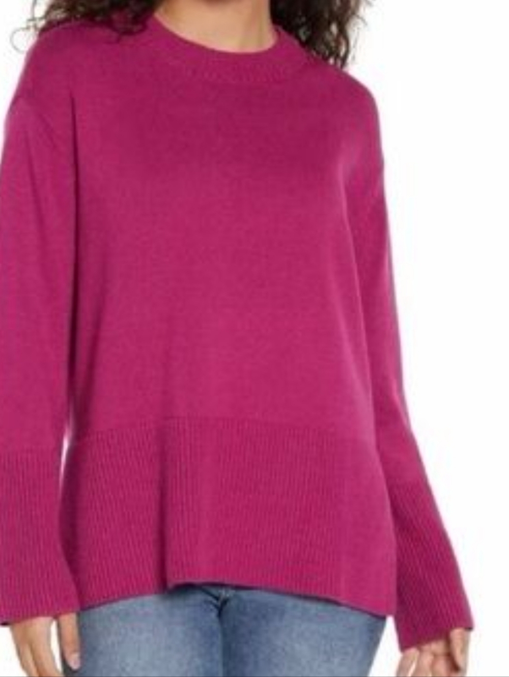 Gap 24/7 split hem crewneck sweater XXL Pink Cotton